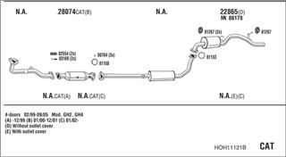 Zestaw tłumików, kompletny układ wydechowy - WALKER HOH11121B