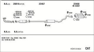 Zestaw tłumików, kompletny układ wydechowy - WALKER HOH13180A