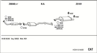 Zestaw tłumików, kompletny układ wydechowy - WALKER HOH13180B
