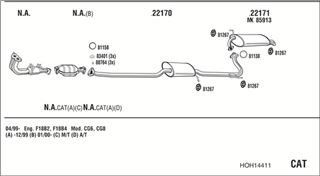Zestaw tłumików, kompletny układ wydechowy - WALKER HOH14411