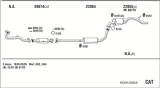 Zestaw tłumików, kompletny układ wydechowy - WALKER HOH14594A