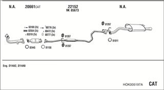 Zestaw tłumików, kompletny układ wydechowy - WALKER HOK005197A