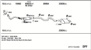 Zestaw tłumików, kompletny układ wydechowy - WALKER OPH17940BB
