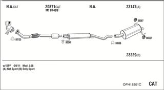 Zestaw tłumików, kompletny układ wydechowy - WALKER OPH18301C