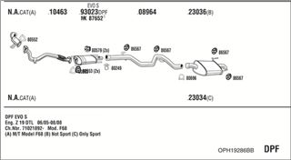 Zestaw tłumików, kompletny układ wydechowy - WALKER OPH19286BB