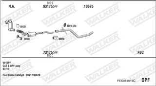 Zestaw tłumików, kompletny układ wydechowy - WALKER PEK018016C