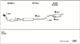 Zestaw tłumików, kompletny układ wydechowy - WALKER PET15115B