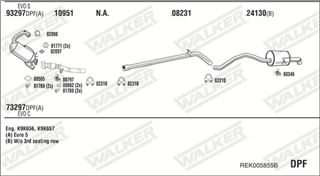 Zestaw tłumików, kompletny układ wydechowy - WALKER REK005855B