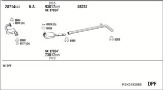 Zestaw tłumików, kompletny układ wydechowy - WALKER REK019398B