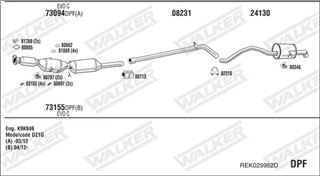 Zestaw tłumików, kompletny układ wydechowy - WALKER REK029962D