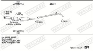 Zestaw tłumików, kompletny układ wydechowy - WALKER REK031725AA