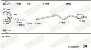 Zestaw tłumików, kompletny układ wydechowy - WALKER REK033126A