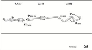 Zestaw tłumików, kompletny układ wydechowy - WALKER RV75002