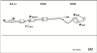 Zestaw tłumików, kompletny układ wydechowy - WALKER RV75003