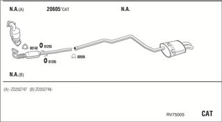 Zestaw tłumików, kompletny układ wydechowy - WALKER RV75005