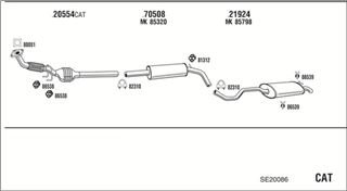 Zestaw tłumików, kompletny układ wydechowy - WALKER SE20086