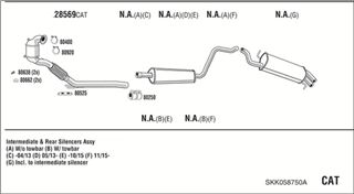 Zestaw tłumików, kompletny układ wydechowy - WALKER SKK058750A