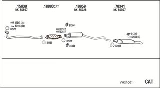Zestaw tłumików, kompletny układ wydechowy - WALKER VH21001