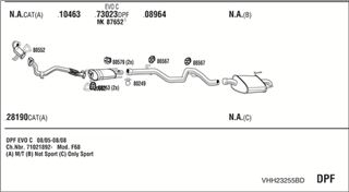 Zestaw tłumików, kompletny układ wydechowy - WALKER VHH23255BD