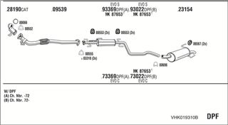 Zestaw tłumików, kompletny układ wydechowy - WALKER VHK019310B