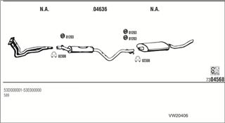 Zestaw tłumików, kompletny układ wydechowy - WALKER VW20406