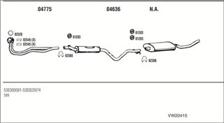 Zestaw tłumików, kompletny układ wydechowy - WALKER VW20415
