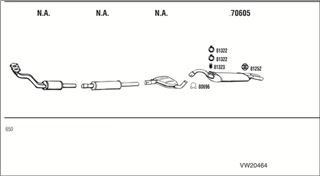 Zestaw tłumików, kompletny układ wydechowy - WALKER VW20464