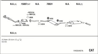Zestaw tłumików, kompletny układ wydechowy - WALKER VW20467A