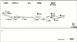 Zestaw tłumików, kompletny układ wydechowy - WALKER VW20470