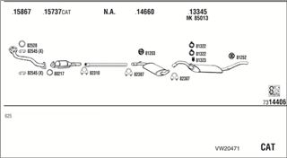 Zestaw tłumików, kompletny układ wydechowy - WALKER VW20471