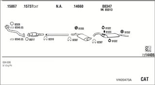 Zestaw tłumików, kompletny układ wydechowy - WALKER VW20473A