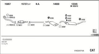Zestaw tłumików, kompletny układ wydechowy - WALKER VW20474A