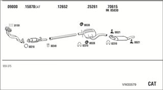Zestaw tłumików, kompletny układ wydechowy - WALKER VW20579