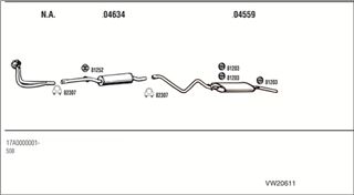 Zestaw tłumików, kompletny układ wydechowy - WALKER VW20611