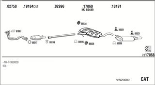 Zestaw tłumików, kompletny układ wydechowy - WALKER VW23009