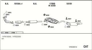 Zestaw tłumików, kompletny układ wydechowy - WALKER VW23014