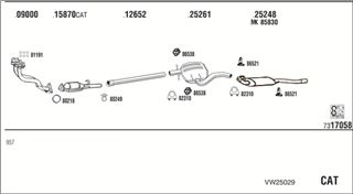 Zestaw tłumików, kompletny układ wydechowy - WALKER VW25029