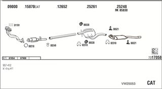 Zestaw tłumików, kompletny układ wydechowy - WALKER VW25053