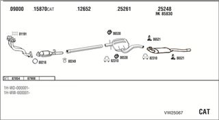 Zestaw tłumików, kompletny układ wydechowy - WALKER VW25067