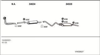 Zestaw tłumików, kompletny układ wydechowy - WALKER VW30627