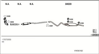 Zestaw tłumików, kompletny układ wydechowy - WALKER VW35162