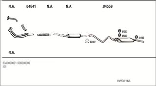 Zestaw tłumików, kompletny układ wydechowy - WALKER VW35165