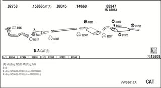 Zestaw tłumików, kompletny układ wydechowy - WALKER VW36012A