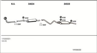 Zestaw tłumików, kompletny układ wydechowy - WALKER VW36030