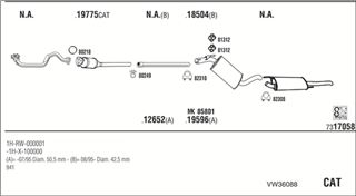 Zestaw tłumików, kompletny układ wydechowy - WALKER VW36088