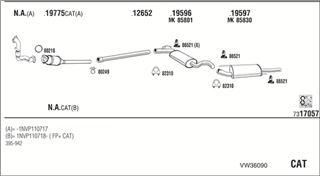 Zestaw tłumików, kompletny układ wydechowy - WALKER VW36090