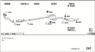Zestaw tłumików, kompletny układ wydechowy - WALKER VW36119