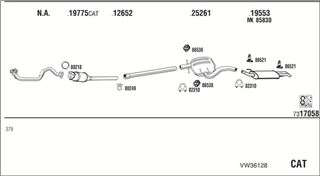 Zestaw tłumików, kompletny układ wydechowy - WALKER VW36128