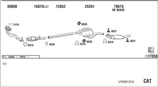 Zestaw tłumików, kompletny układ wydechowy - WALKER VW36137A