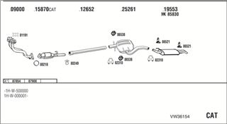Zestaw tłumików, kompletny układ wydechowy - WALKER VW36154
